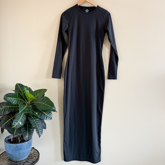 SKIMS Fits Everybody Crewneck Long Sleeve Dress in Onyx L - Picture 1 of 5